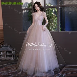 BeitifuBaby 2024 Elegant Women's Evening Dress Vintage Sleeveless Lace A-line Ball Gown Dubai Formal Dress for Women Vestidos