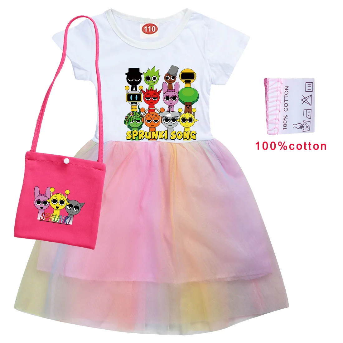 Sprunki song music Incredibox Dress for Kids Lace Casual Dresses for Baby Girls Super Clothes for Children Wedding Party Summer