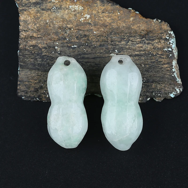 Natural Jadeite Bead Earring Accessories Luxury Sexy Young Girls Fashion Charm Elegant Women Fine Jewelry Gifts 27x11mm 13.3g