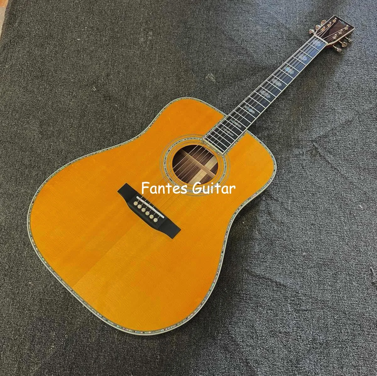 Customized LOGO, 6 Strings D45AA Dreadnought Solid Spruce Top D Acoustic Guitar, SOLID ROSEWOOD BACK SIDE Version