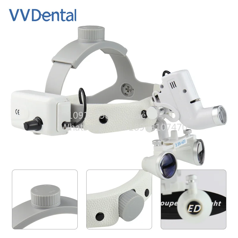 2026 New . LED Light Lamp Binocular Loupes Magnifier 2.5X/3.5X Ajustable Brightness Spotlight 5W . Headlamp Surgical