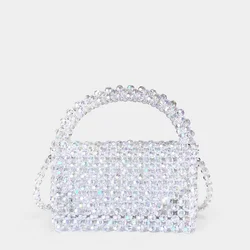 Handmade bead woven diagonal cross bag for women 24 new color bead small square bag, can be carried by hand or slung diagonally