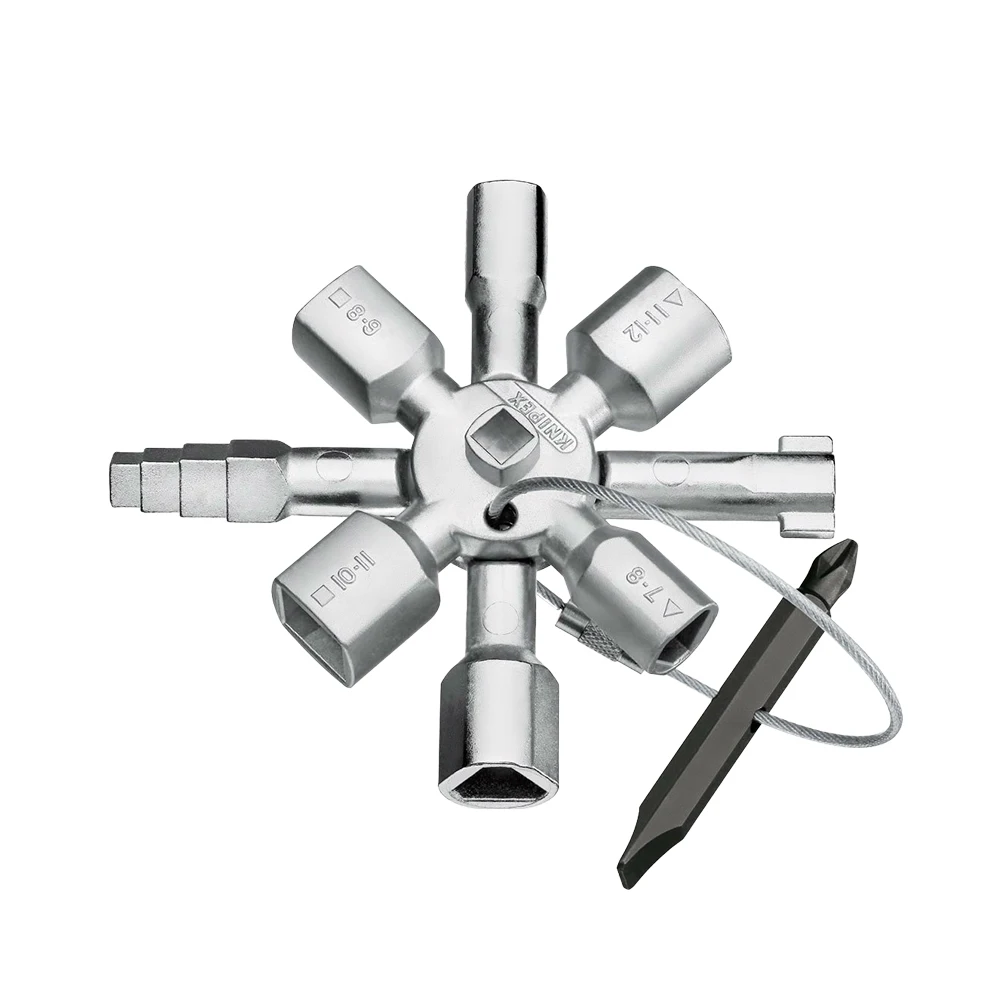 10 in 1 Multifunction Cross Switch Square Key Wrench Alloy Universal Triangle For Elevator Electrical Cupboard Box Train Cabinet