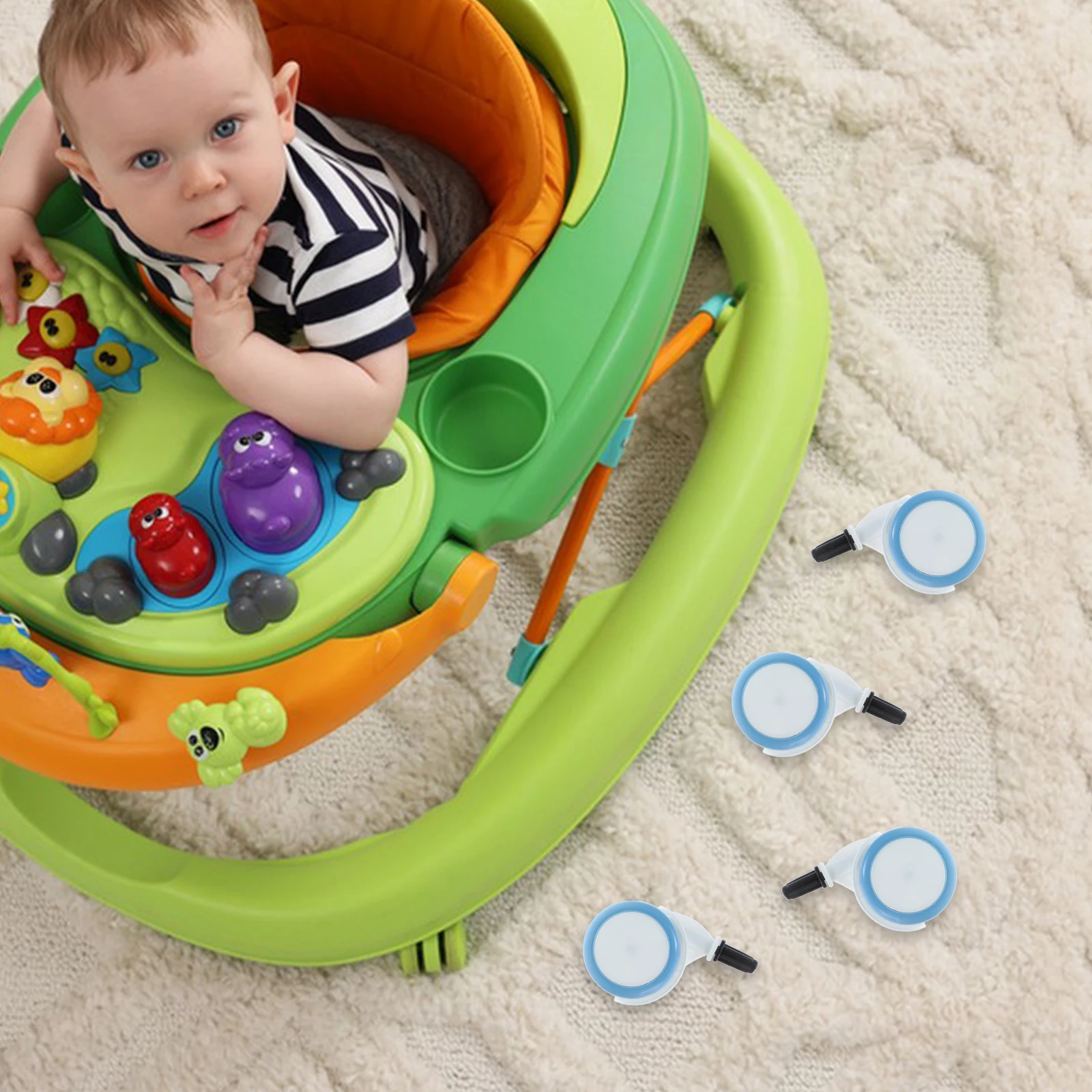 

4pcs Walker Replacement Wheels Durable Rubber Smooth Glide Baby Stroller Accessories Swivel Casters Walker Wheels