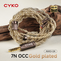 CYKO 4 Core High Purity Single Crystal Copper Gold-plated Balance Cable 3.5mm/4.4mm MMCX/0.78 2pin IEM Earphone Upgrade Cables