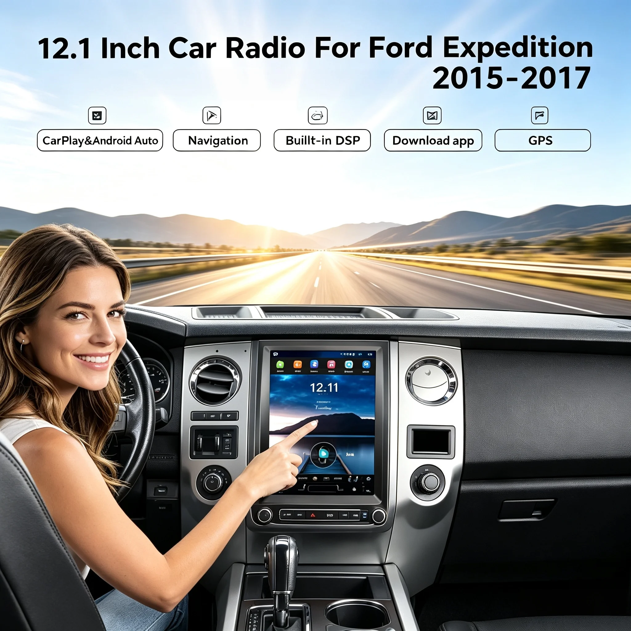 12.1inch Touch Screen Car Android Radio For Ford Expedition 2015 2016 2017 4G GPS Navi Carplay Multimedia Head Unit Video Player