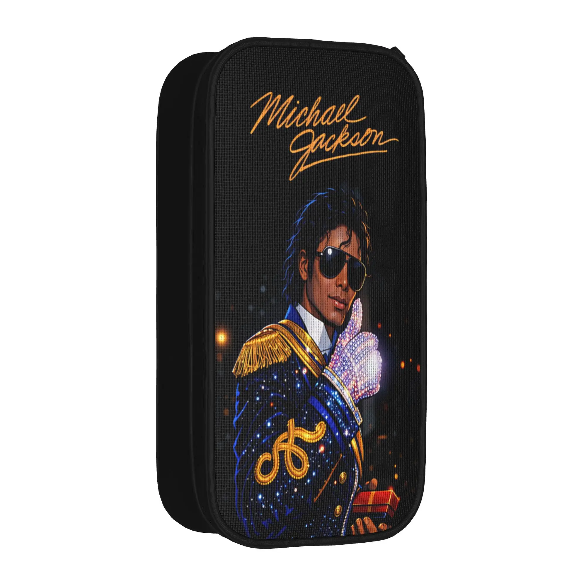 Michael Jackson Pencil Case School Pencil Cases Double Layer Girls Boys Aesthetic Large Capacity Pencil Box Stationery Organizer