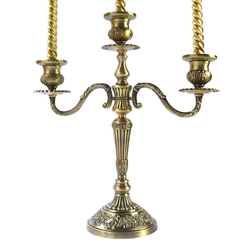 

Retro imitation bronze three-headed romantic home decoration ornament candle light dinner birthday party special candle holder