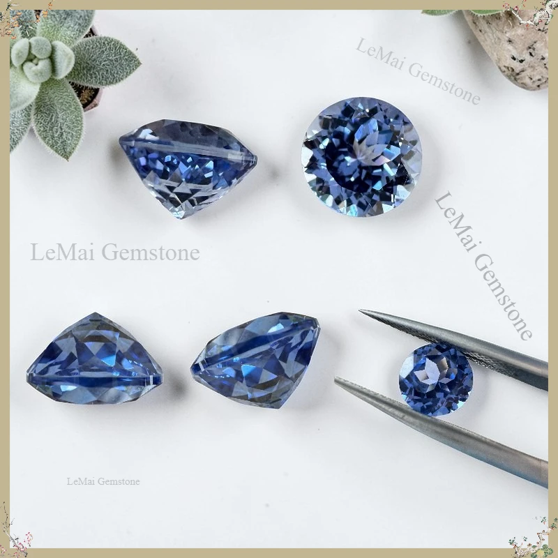 Top Round Cut Lab Grown Sapphire Synthetic Gemstone