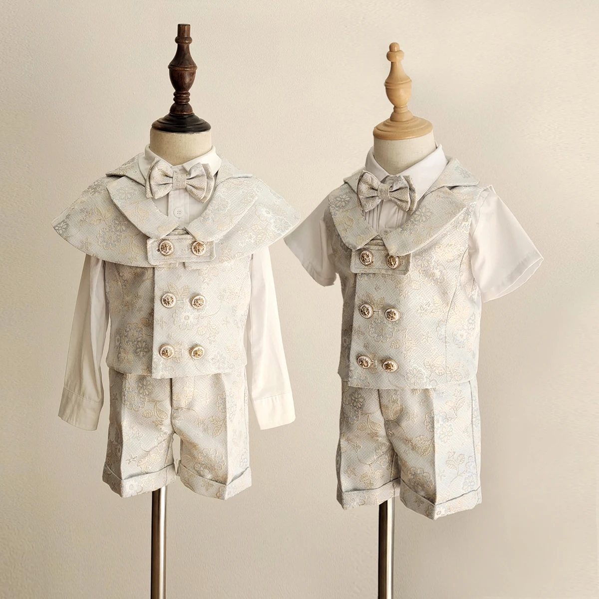 Boys Suit Set Embroidery 4 Pcs Set Kids Boutique Outfit Toddler Boys Clothing Set for Baby Jacquard Cape Suits Children Dress