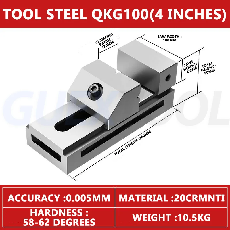 

QKG 4 Inch Precision Tool Vise Machine Tool Vise High-Precision 0.003mm Clamping Tool Industrial Grade Right Angle Vise