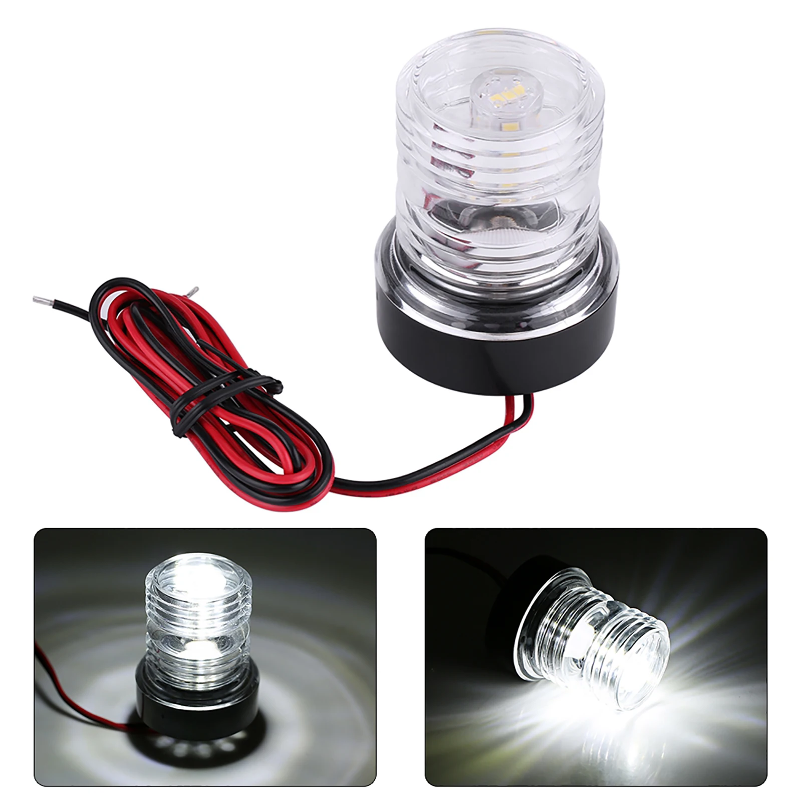 مرساة بحرية LED مقاومة للماء ، ملاحة لليخوت والقوارب ، مستديرة بالكامل ، شهيرة ، بيضاء ، 12 فولت