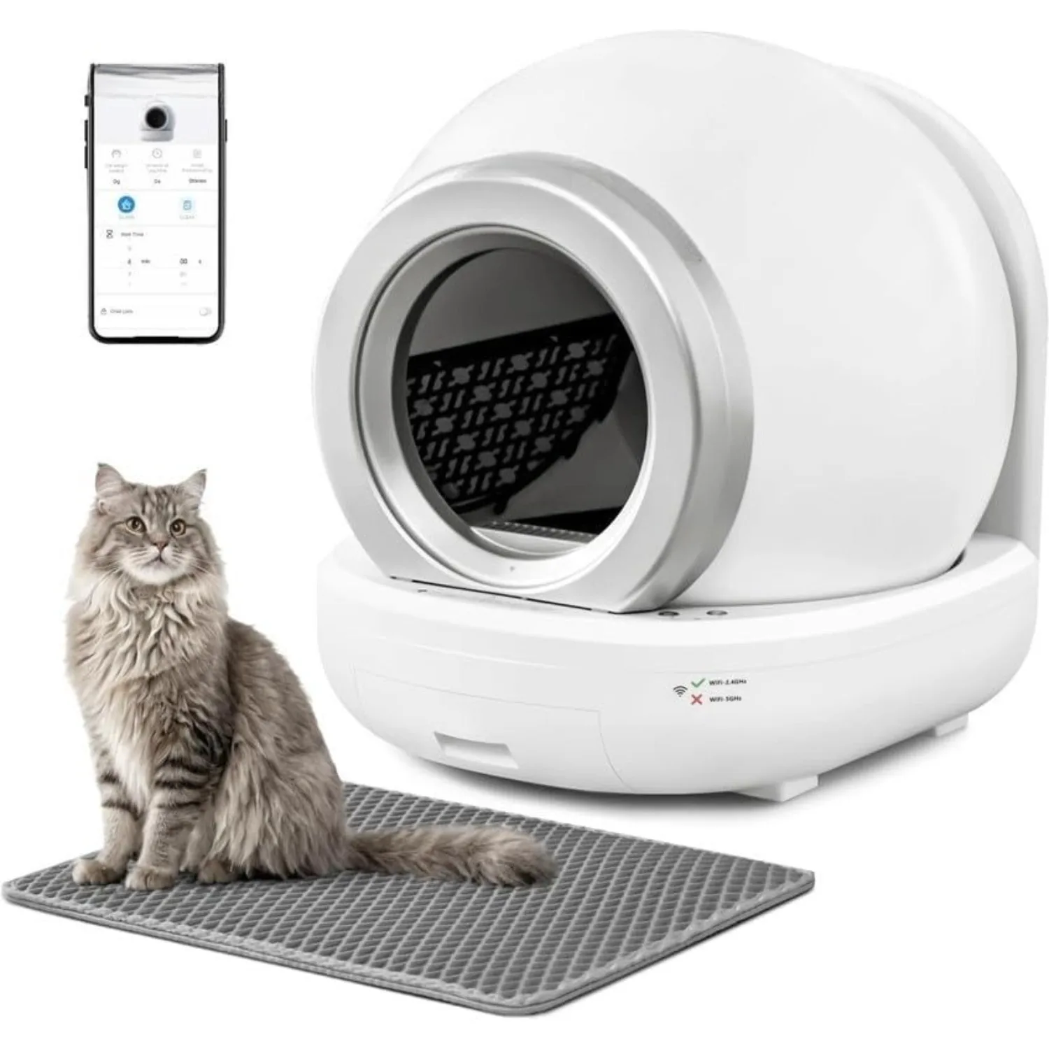 Automatic Self-Cleaning Litter Box for Multi-Cat Hom: Safe, -Controlled, Low Noise | Includ Mat & 1 Garbage Bags
