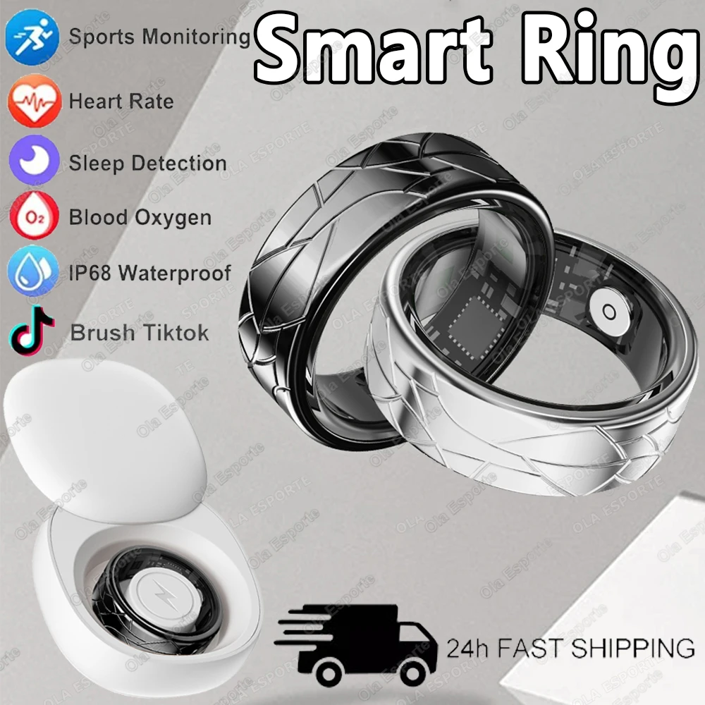 

New Smart Ring Military Grade Titanium Steel Shell Health Monitor Photo Control IP68&5ATM Waterproof Multi-sport Modes SmartRing