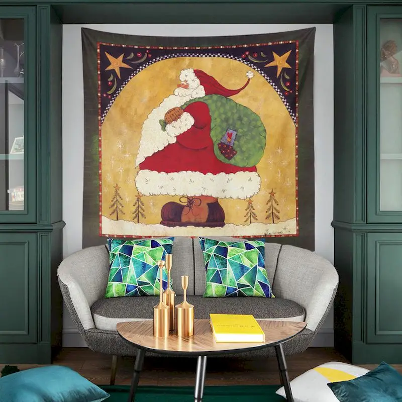 VIKAMA Folk Santa Reindeer Tapestry Wall Hanging, 6 Designs, Wall Decor for Bedroom Living Room Dorm