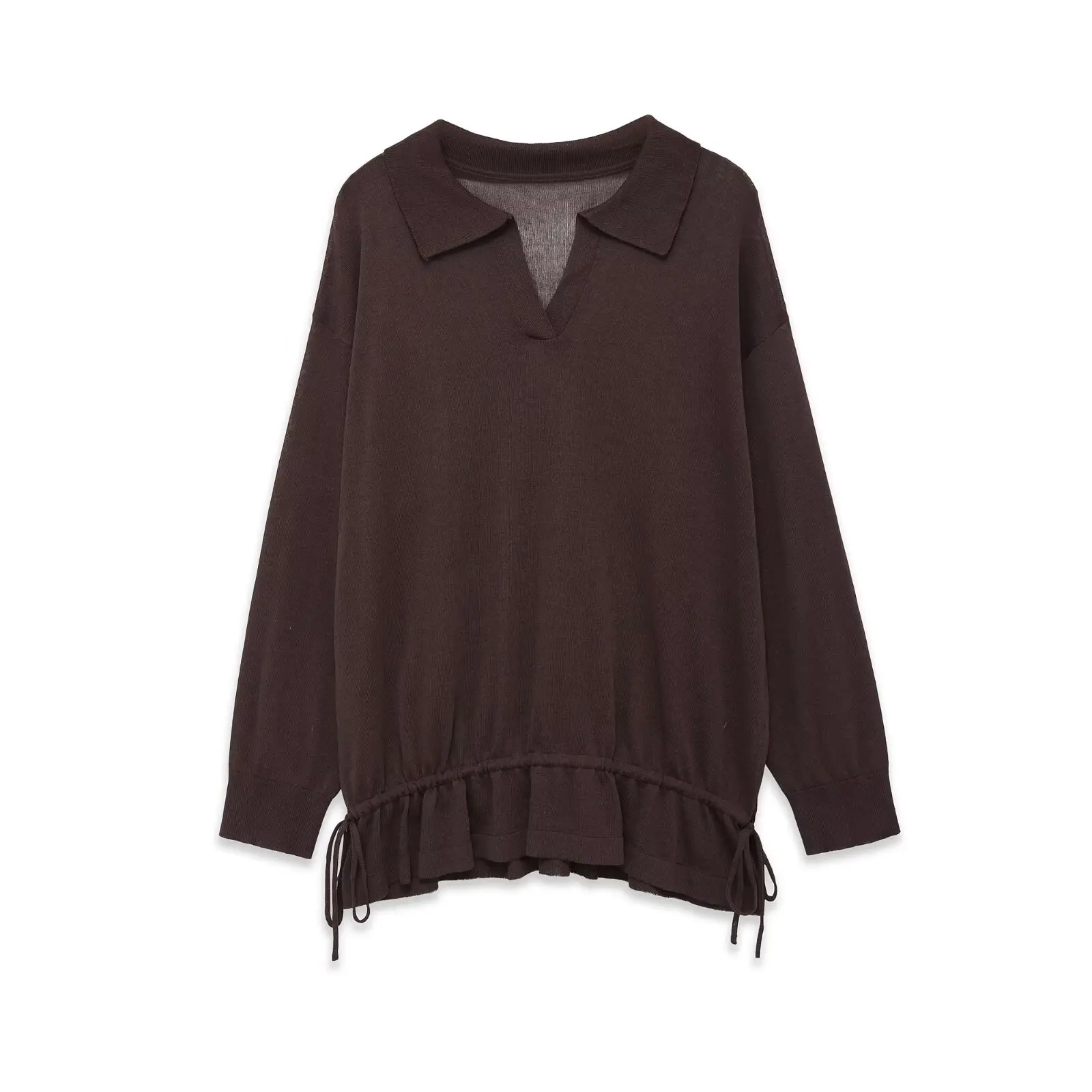 

WOMEN 2026 Summer New Fashion pleated Knitted Sweater Retro Long Sleeve All-match Casual Female Pullovers Chic Tops