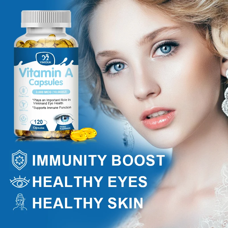 Eye Vitamins Vitamin A Capsules 10,000 IU Supports Healthy Skin & Eyes, Antioxidant Activity & Immune System Function