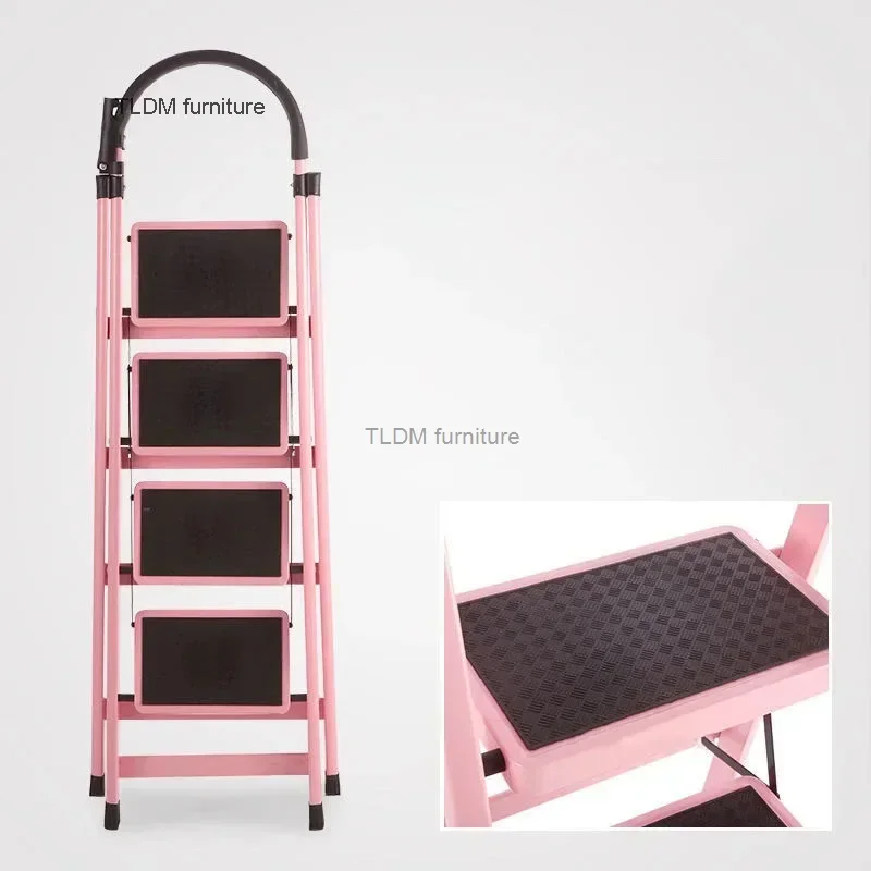 Non-slip Home Step Ladders Indoor Folding Ladder Multi-functional Thickened Steel Pipe Shrinking Step Stools Climbing Stairs H