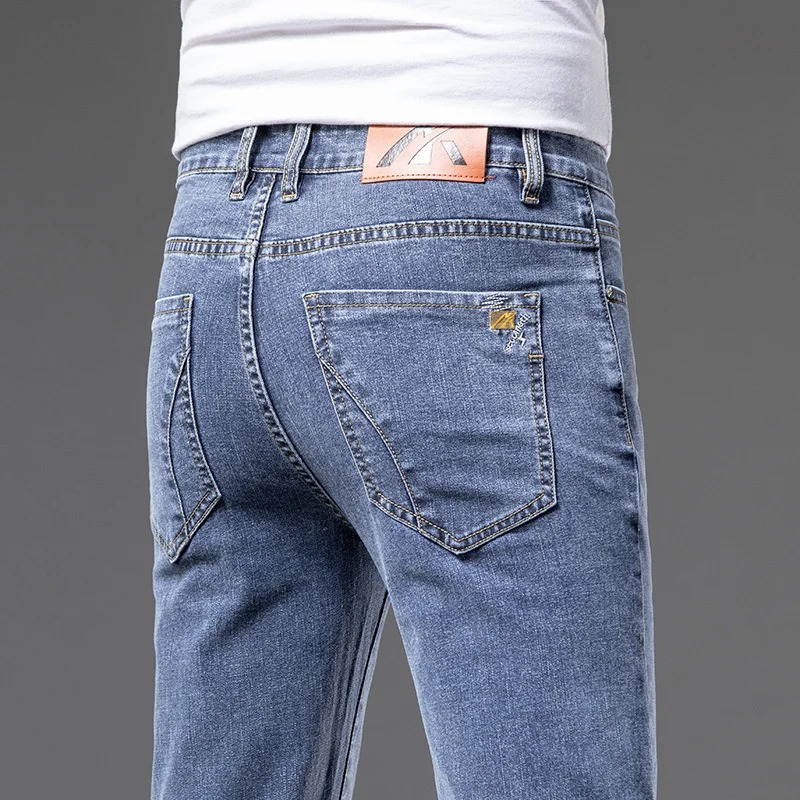 

Causal Vintage Jeans Pants Men Clothing Straight Fit Blue Gray Denim Jeans For Men Stretch Trousers Summer Spring Fashion 2022