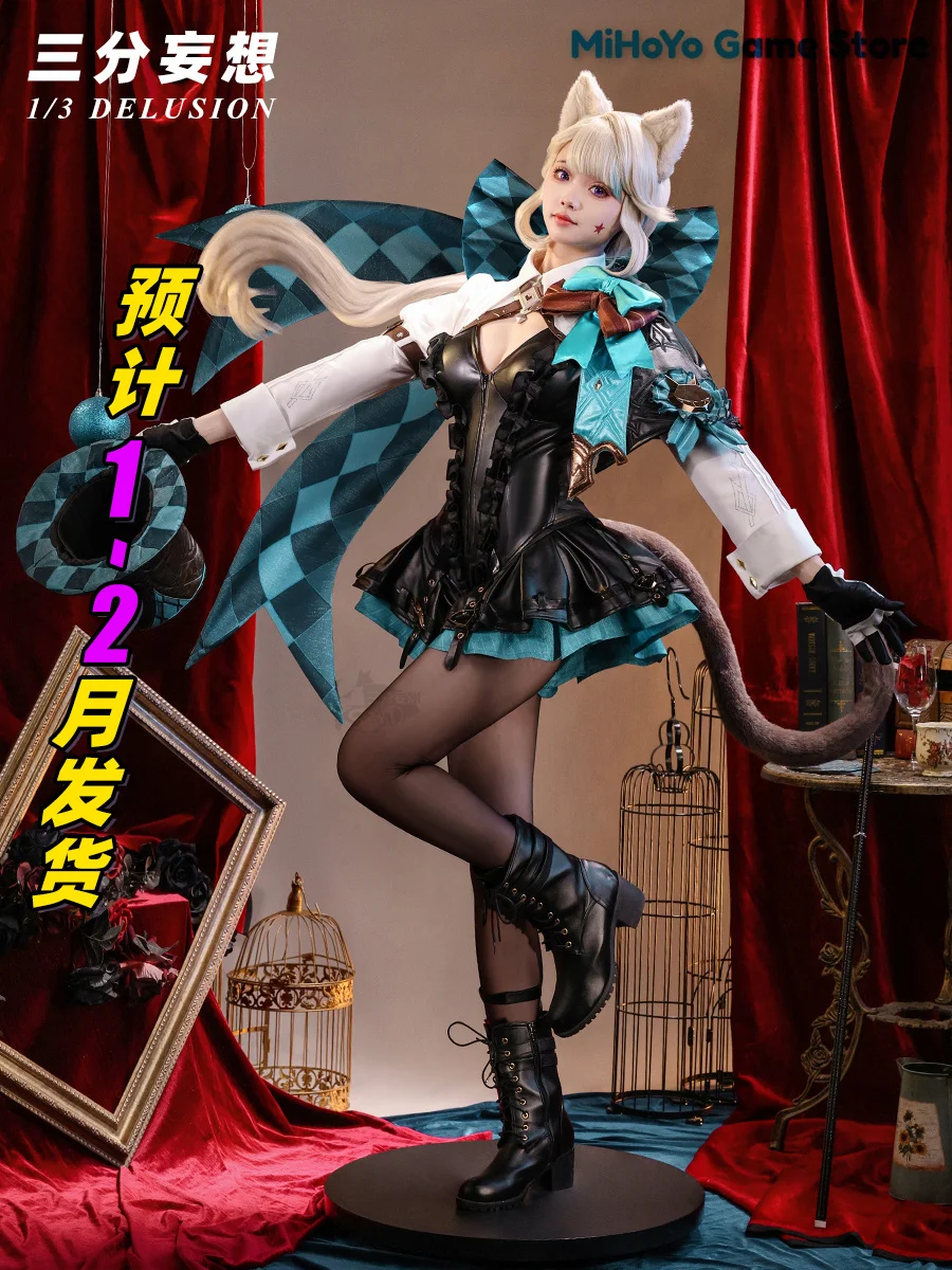 Tripartite Delusion Genshin Impact Lynette Cosplay Game Cat Girl Costume Skin Suit Comic Con Party Fontaine Magician’s Assistant