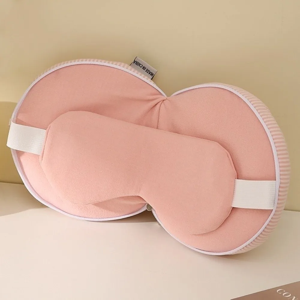Moda raya 2 en 1 máscara de ojos almohada suave plegable cuello reposacabezas herramienta para dormir banda elástica viaje almohada plegable adultos