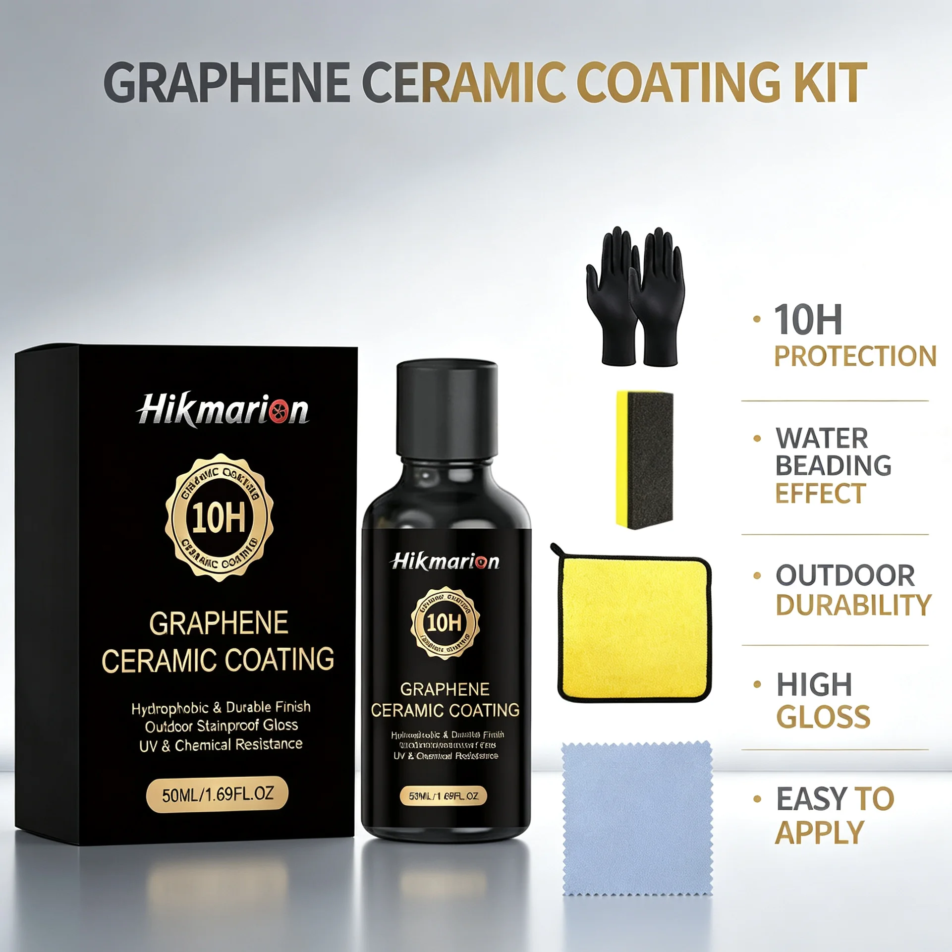 Professional Graphene Nano Ceramic Coating Kit 10+ Years Protection Self-Healing Hydrophobic Car Detail Paint Sealant Polish Set