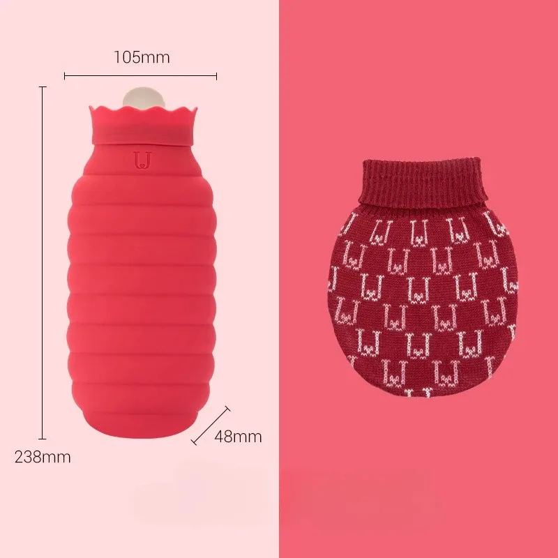 1pcs Silicone Hot Water Bottle, Reusable Injection Water Warm Bag, Portable Hand Warmer for Winter