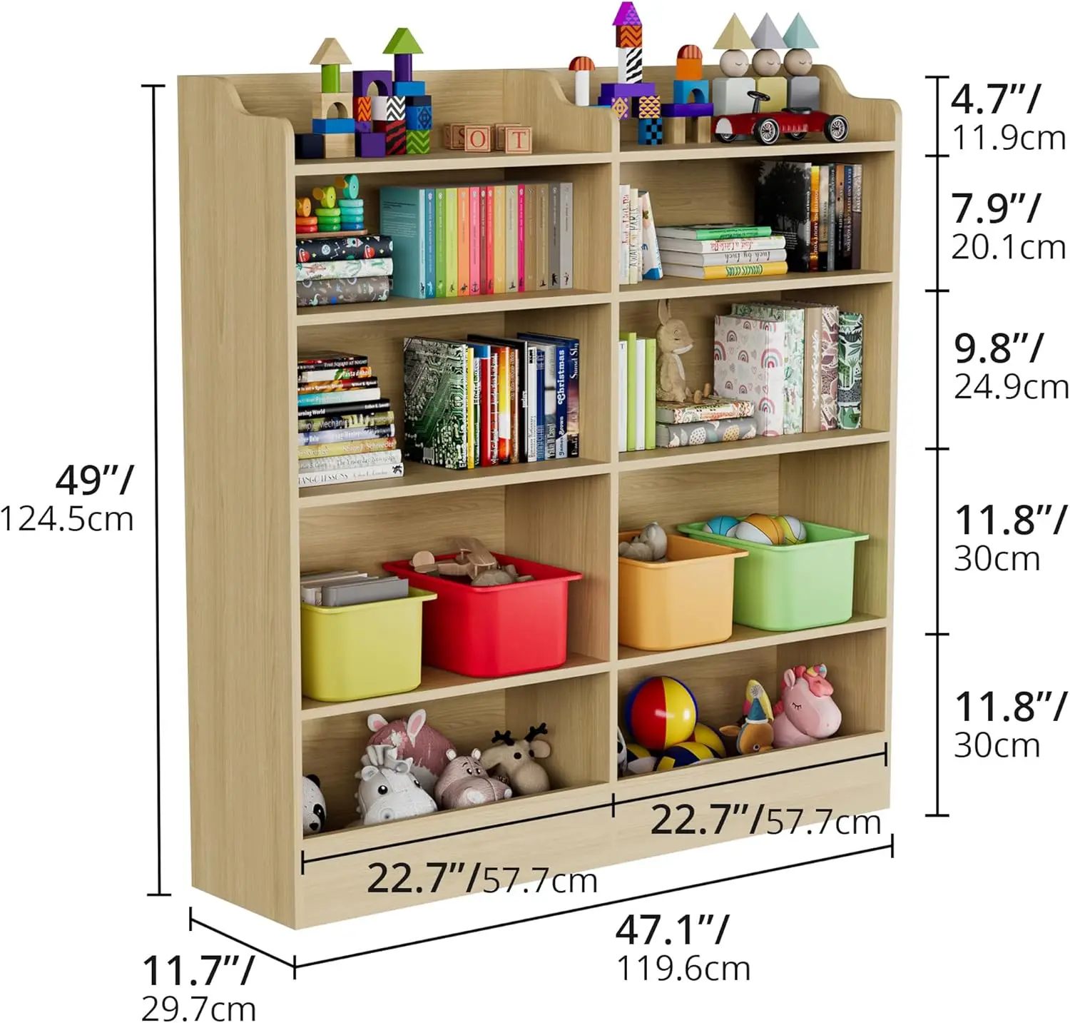 Estante infantil de 5 camadas, organizador de armazenamento de brinquedos infantis com 10 cubbies, armário de armazenamento de estante infantil para sala de jogos, quarto, quarto de crianças,