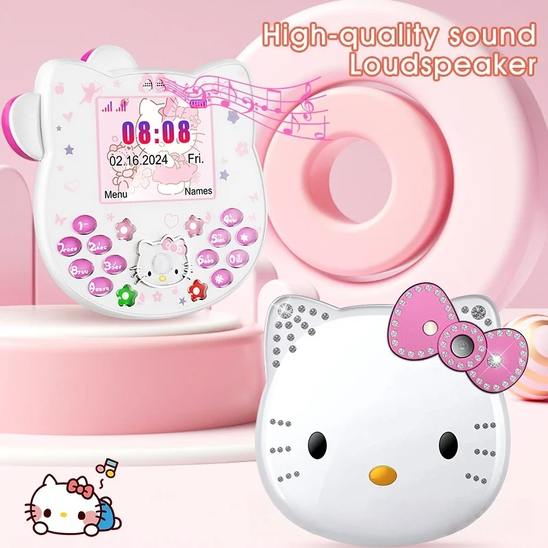 

I168 Hello Kt Mini Keypad Bar Phone Cute Cartoon Decor Portable Compact Mobile Phone For Teen Girls Young Women