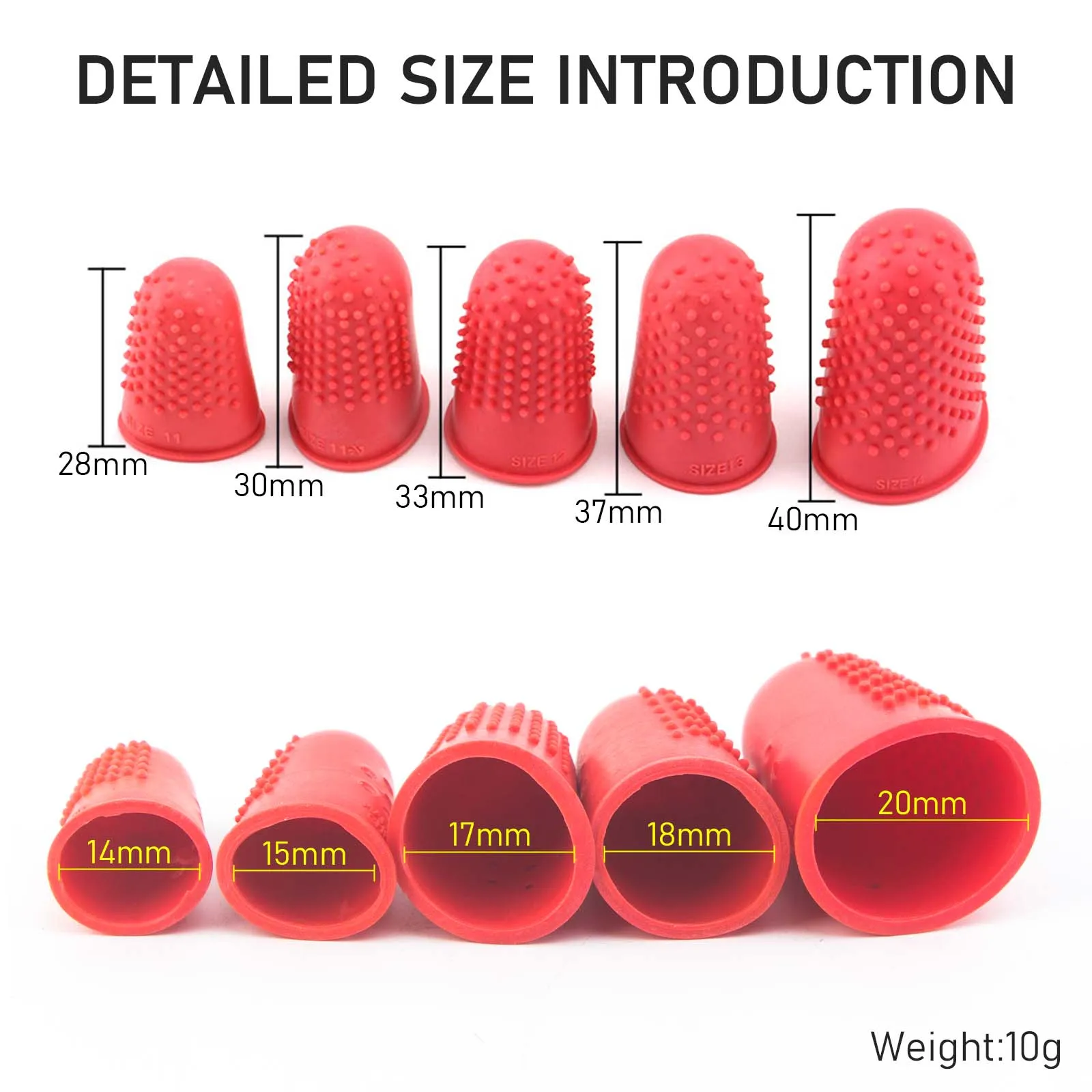 10pcs Silicone Rubber Thimble Guard Caps, Non-slip Finger Protectors for Sewing, Tool Accessories