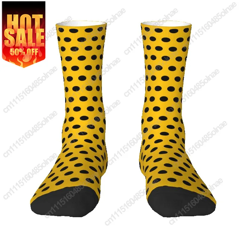 Luxury Yellow And Black Polka Dot Mens Crew Unisex Cool 3D Printed Sock Dress Socks