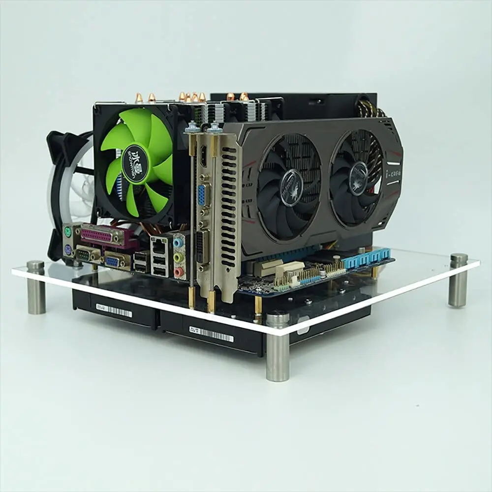 PC Open Chassis Computer Heat Dissipation Case Acrylic MATX Motherboard Test Bench Platform DIY Computer Case, Transparent