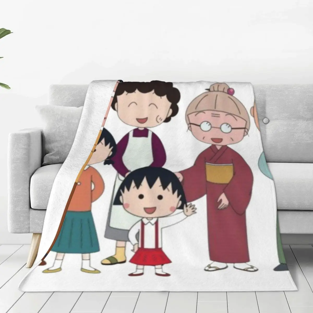 Chibi Maruko Chan Family Fleece Throw Blankets Sakura Kyoko Cartoon Blanket for Bed Bedroom Soft Bedspread