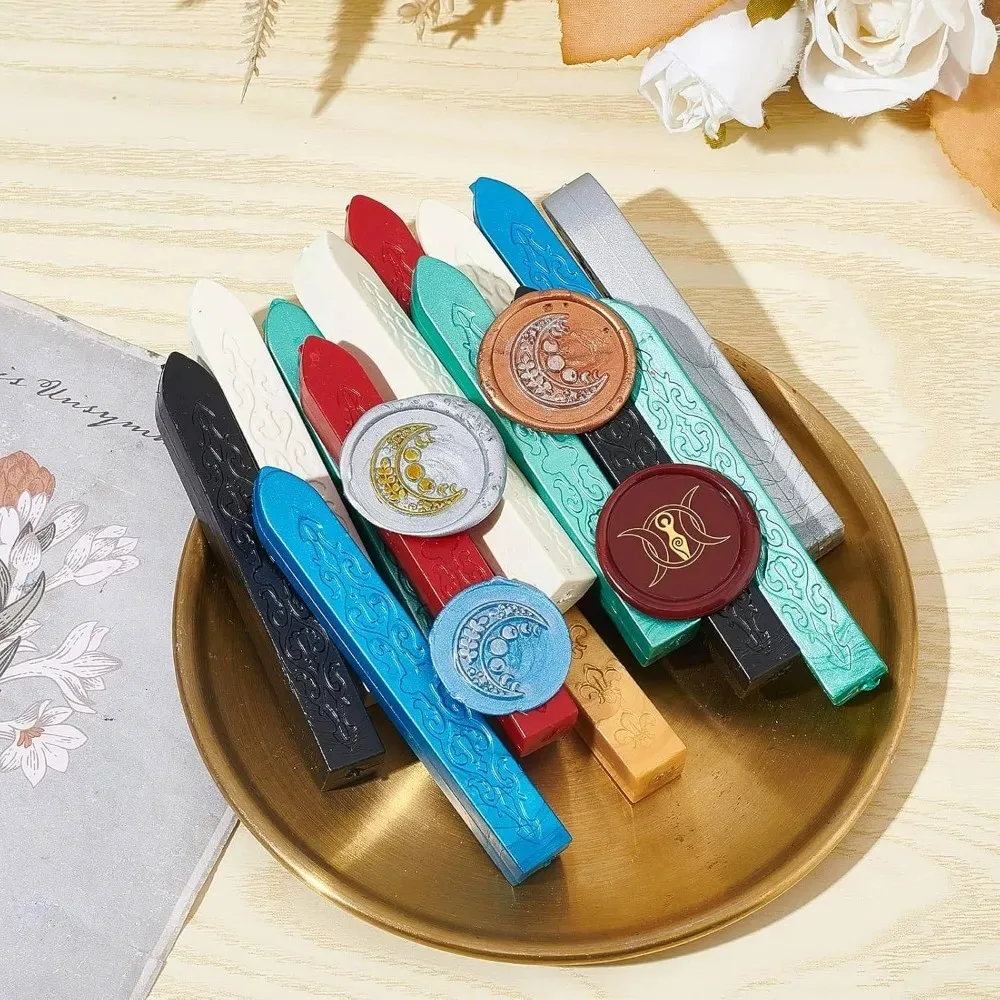 Selo de lua 25mm selos de vedação vintage cabeça de latão removível com alça de madeira para convites de envelopes de festa