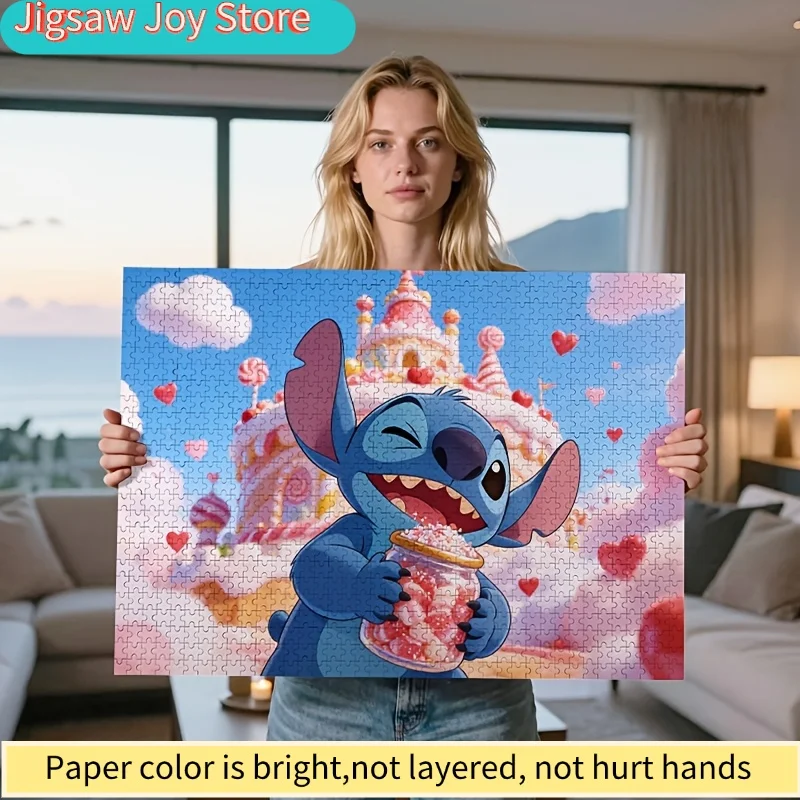 

2D-пазл «Замок конфет» с изображением Стича и Джамбы/Хани, 1000 деталей, с леденцами-замками, милые персонажи, игра, увлекательная головоломка