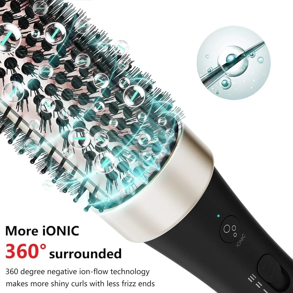 Ionic Heated Curling Brush 1.5 Inch Thermal Hair Styler with Dual Voltage Auto Shut Off Fast Heat Ceramic Tourmaline