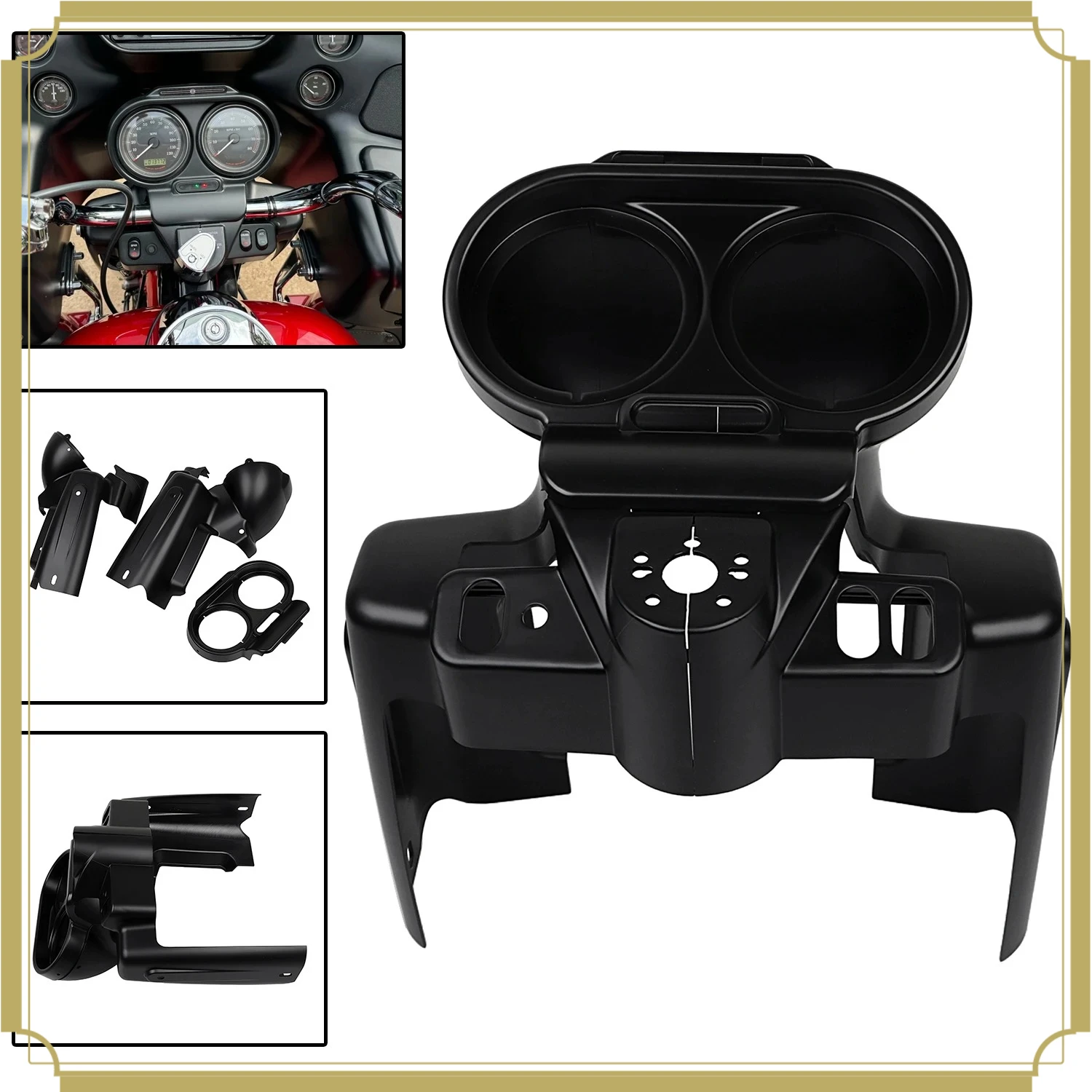Kit de Carcaça de Instrumentos e Velocímetro Fosco Preto para Motocicleta Harley Road Glide 1998 - 2013 Acessórios