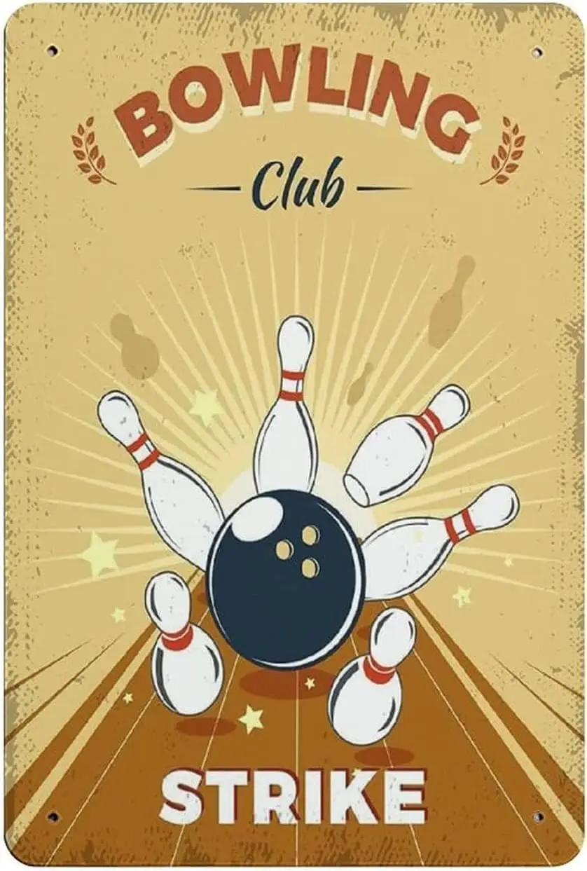 Bowling-Metallschilder, Bowling-Club-Plakate, Vintage-Aluminiumschild für Bowlinghallen, Bowlingräume, Heimwanddekoration