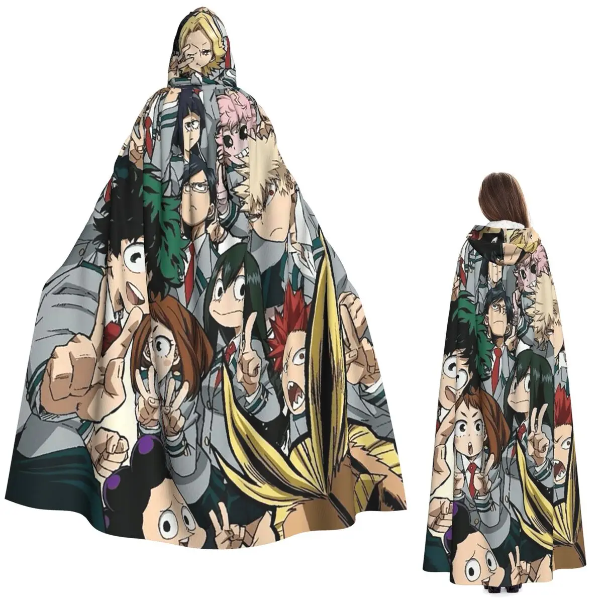 

Длинный плащ с капюшоном My Hero Academy, средневековый костюм ведьмы, накидка для косплея, накидка на Хэллоуин, вечеринка для взрослых, унисекс