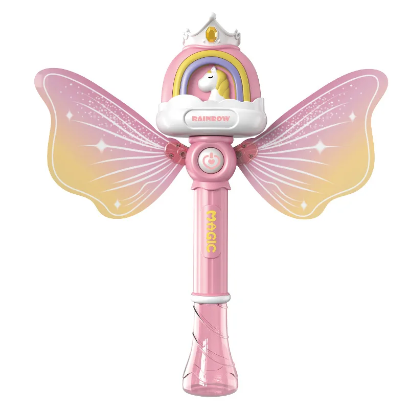 Automatic Bubble Machine Blower Children's Hand-Held Anna Magic wand Windmill Bubble Stick Summer Outdoor Toys for Kids