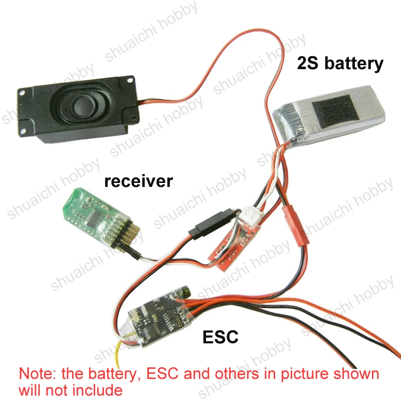 Módulo de grupo de sonido de conversión de frecuencia de motor diésel, alimentado por receptor/puerto de carga de batería Lipo 2S para modelos RC