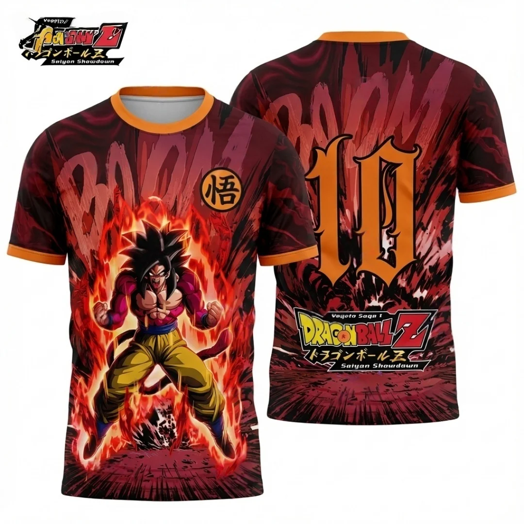 

2026 Summer Dragon Ball Goku Super Form 4 Theme 3D Printed Loose Breathable T-Shirt for Adults and Parents' Clothing Y2k