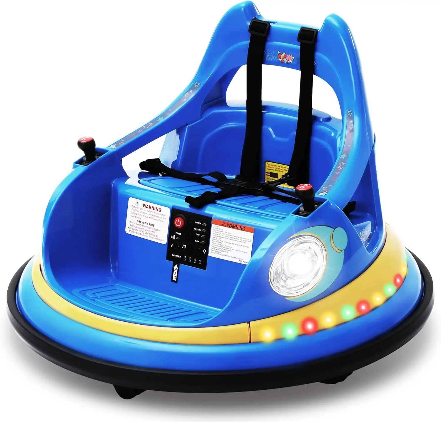 12V Electric Ride On Bumper Car for Kids & Toddlers Age 37-96 Months with Remote Control,DIY Stickers,Blue