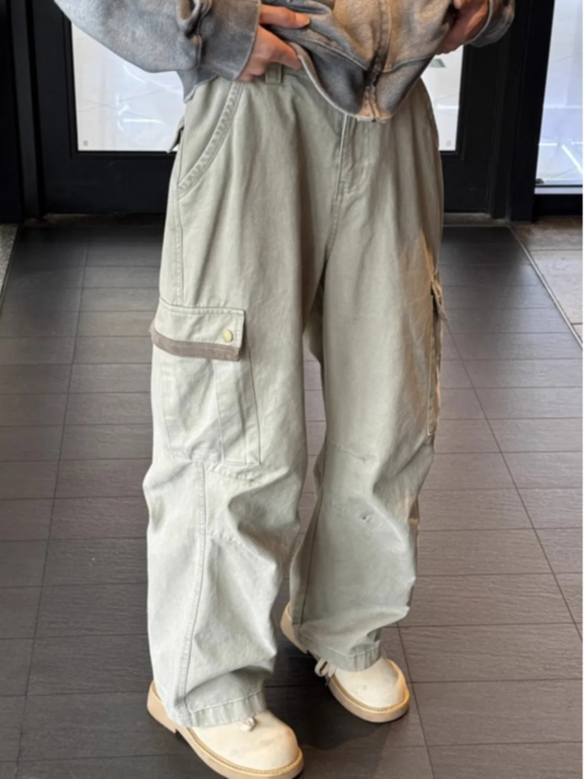 سراويل العمل الأمريكية الرجعية مستقيمة الساق متعددة كيتس للرجال كلينفيت تسجيل في الهواء الطلق واسعة الساق جينز غير رسمي فضفاض مناسب #3