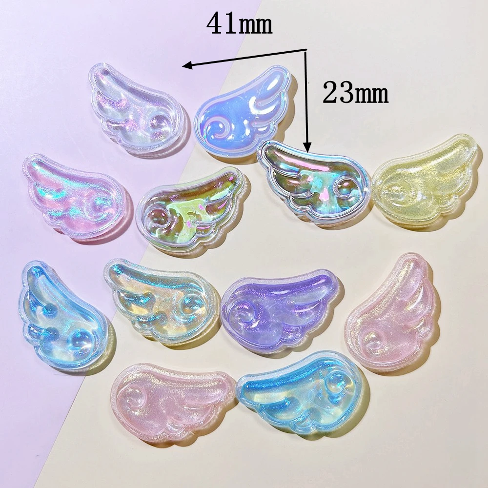 10Pcs New Cute Colorful Shining Pearl Angel Wings Collection Flat Back Ornament Jewelry Bows Accessories