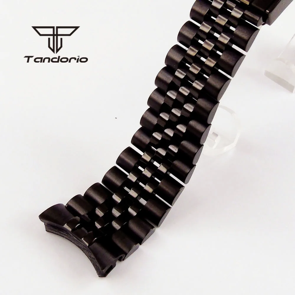 20mm Width Black PVD Stainless Steel Jubilee Bracelet Bracelet Clasp Watch Parts Replacements