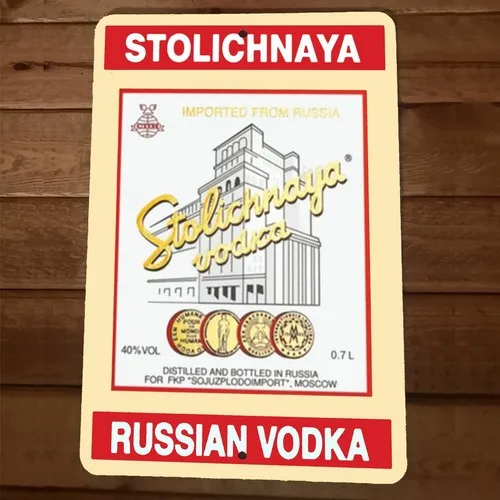 Letrero Metálico de Pared con Diseño de Vodka Rusa Stoli Stolichnaya, Póster para Bar