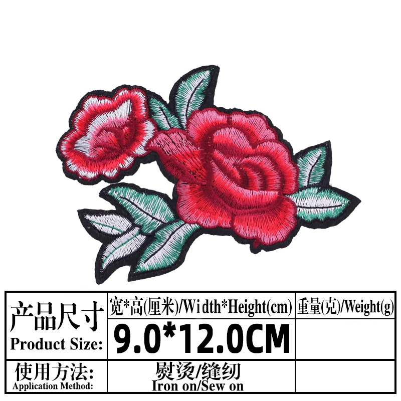 1 PCS Rose Embroidered Iron on Patches for Clothing Sequin DIY Patch Stripes Clothes Patchwork Sticker Tops Flowers Appliques E