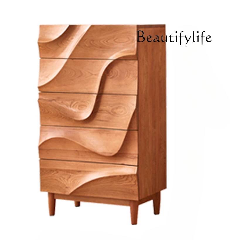 

Wave Chest of Drawers North America Cherrywood Solid Wood Storage Cabinet Japanese Designer Storage Cabinet