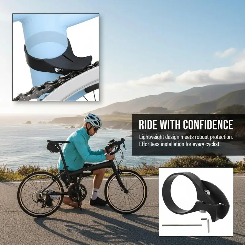Universal Folding Bike Single Speed Chain Guide Clamp Anti-Drop Adjustable Chain Protector for Most Bike Models